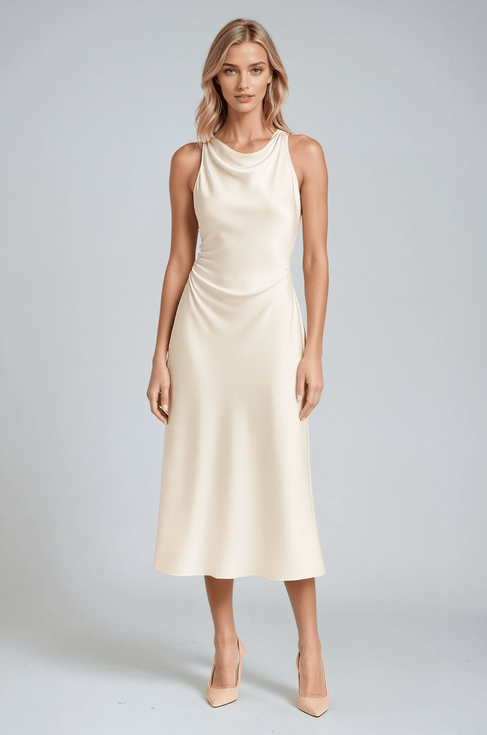 Ava Halterneck Midi Dress Ivory