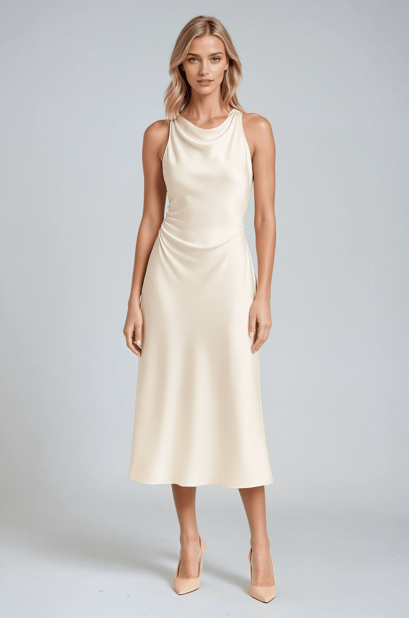 Ava Halterneck Midi Dress Ivory